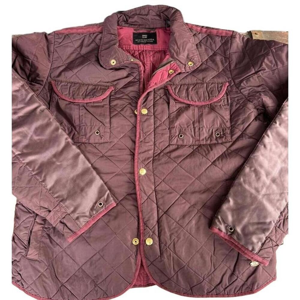Scotch & Soda Quilted Jacket in Burgundy and Pink